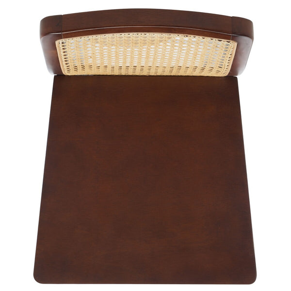 Safavieh Benicio Rattan Bar Stool - Set of 2 Dark Brown Body/ Natural Back Rest BST1507A-SET2