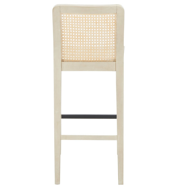 Safavieh Benicio Rattan Bar Stool - Set of 2 White Body/ Natural Back Rest BST1507B-SET2