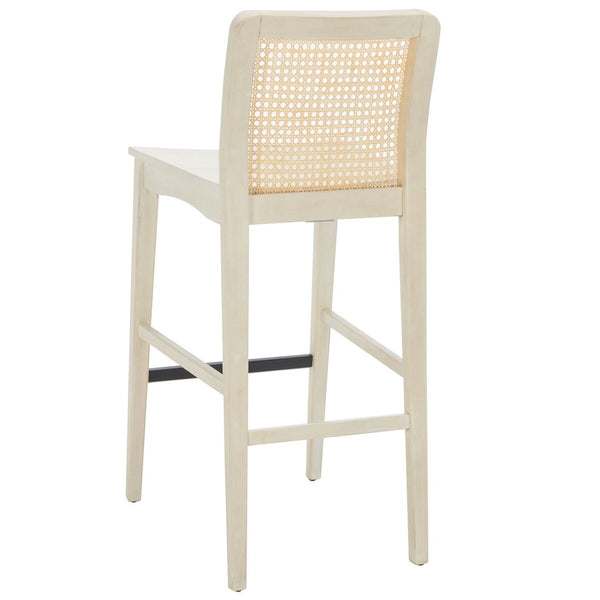 Safavieh Benicio Rattan Bar Stool - Set of 2 White Body/ Natural Back Rest BST1507B-SET2