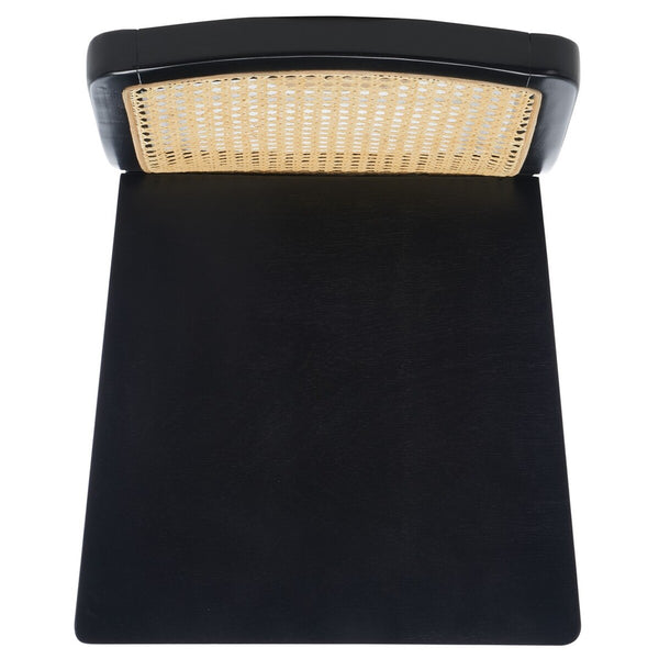 Safavieh Benicio Rattan Bar Stool - Set of 2 Black Body/ Natural Back Rest BST1507C-SET2