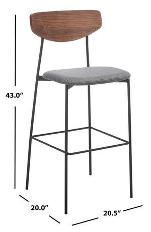 Ryker Barstool Walnut / Grey Metal BST3008B