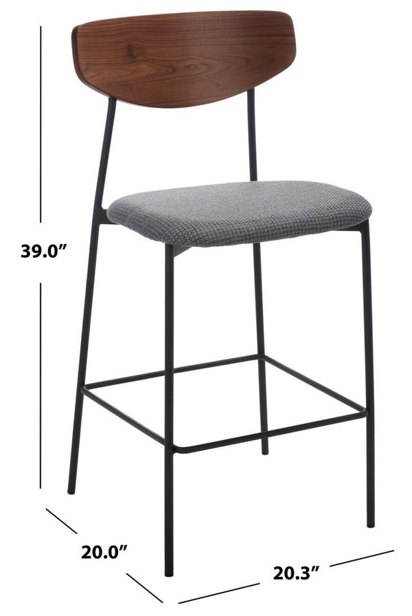 Ryker Counter Stool Walnut / Grey Metal BST3009B