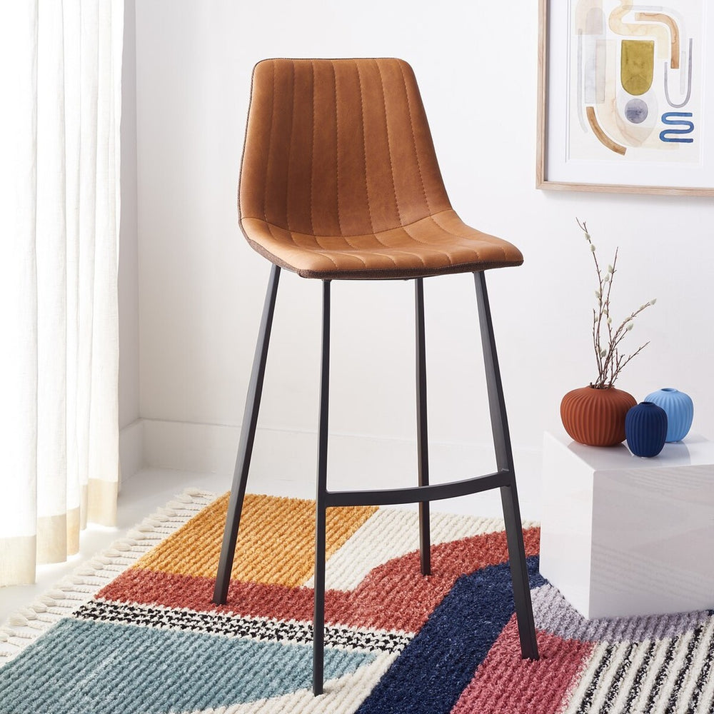 Safavieh Rhyatte Bar Stool  Cognac / Black   BST3018A