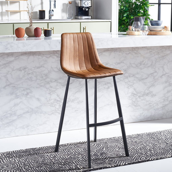 Safavieh Rhyatte Bar Stool  Cognac / Black   BST3018A