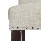 Safavieh - Set of 2 - Taylor Bar Stool Light Grey Wood MDF Fire Foam Linen BST6300A-SET2 889048370975