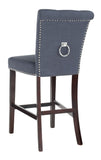 Safavieh - Set of 2 - Taylor Bar Stool Navy Wood MDF Fire Foam Linen BST6300B-SET2 889048370982