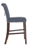 Safavieh - Set of 2 - Taylor Bar Stool Navy Wood MDF Fire Foam Linen BST6300B-SET2 889048370982