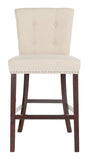 Safavieh - Set of 2 - Taylor Bar Stool Beige Wood MDF Fire Foam Linen BST6300C-SET2 889048370999