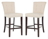 Safavieh - Set of 2 - Taylor Bar Stool Beige Wood MDF Fire Foam Linen BST6300C-SET2 889048370999