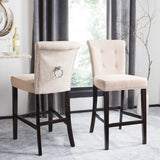 Safavieh - Set of 2 - Taylor Bar Stool Beige Wood MDF Fire Foam Linen BST6300C-SET2 889048370999