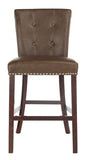 Safavieh - Set of 2 - Taylor Bar Stool Brown Wood MDF Fire Foam PU BST6300D-SET2 889048371002