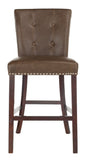 Safavieh - Set of 2 - Taylor Bar Stool Brown Wood MDF Fire Foam PU BST6300D-SET2 889048371002