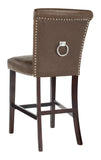 Safavieh - Set of 2 - Taylor Bar Stool Brown Wood MDF Fire Foam PU BST6300D-SET2 889048371002