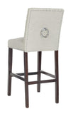 Safavieh - Set of 2 - Nikita Bar Stool Light Grey Wood MDF Fire Foam Linen BST6302A-SET2 889048447356