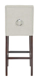 Safavieh - Set of 2 - Nikita Bar Stool Light Grey Wood MDF Fire Foam Linen BST6302A-SET2 889048447356