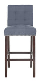 Safavieh - Set of 2 - Nikita Bar Stool Navy Wood MDF Fire Foam Linen BST6302B-SET2 889048447363