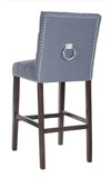 Safavieh - Set of 2 - Nikita Bar Stool Navy Wood MDF Fire Foam Linen BST6302B-SET2 889048447363