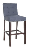 Safavieh - Set of 2 - Nikita Bar Stool Navy Wood MDF Fire Foam Linen BST6302B-SET2 889048447363