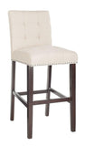 Safavieh - Set of 2 - Nikita Bar Stool Beige Wood MDF Fire Foam Linen BST6302C-SET2 889048447370