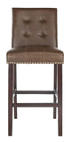 Safavieh - Set of 2 - Nikita Bar Stool Brown Wood MDF Fire Foam PU BST6302D-SET2 889048447387