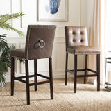 Safavieh - Set of 2 - Nikita Bar Stool Brown Wood MDF Fire Foam PU BST6302D-SET2 889048447387