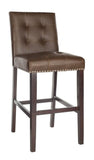 Safavieh - Set of 2 - Nikita Bar Stool Brown Wood MDF Fire Foam PU BST6302D-SET2 889048447387