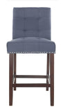 Safavieh - Set of 2 - Nikita Counter Stool Navy Wood MDF Fire Foam Linen BST6303B-SET2 889048447400