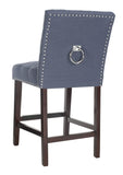 Safavieh - Set of 2 - Nikita Counter Stool Navy Wood MDF Fire Foam Linen BST6303B-SET2 889048447400