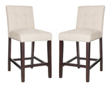 Safavieh - Set of 2 - Nikita Counter Stool Beige Wood MDF Fire Foam Linen BST6303C-SET2 889048447417