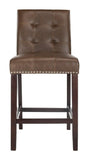 Safavieh - Set of 2 - Nikita Counter Stool Brown Wood MDF Fire Foam PU BST6303D-SET2 889048447424