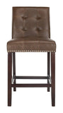 Safavieh - Set of 2 - Nikita Counter Stool Brown Wood MDF Fire Foam PU BST6303D-SET2 889048447424