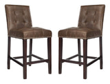 Safavieh - Set of 2 - Nikita Counter Stool Brown Wood MDF Fire Foam PU BST6303D-SET2 889048447424