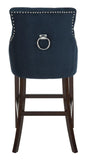 Safavieh - Set of 2 - Eleni Bar Stool Tufted Wing Back Navy Wood MDF Fire Foam Velvet BST6304A-SET2 889048447431