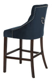 Safavieh - Set of 2 - Eleni Bar Stool Tufted Wing Back Navy Wood MDF Fire Foam Velvet BST6304A-SET2 889048447431