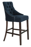 Safavieh - Set of 2 - Eleni Bar Stool Tufted Wing Back Navy Wood MDF Fire Foam Velvet BST6304A-SET2 889048447431