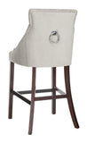 Safavieh - Set of 2 - Eleni Bar Stool Tufted Wing Back Grey Wood MDF Fire Foam Velvet BST6304B-SET2 889048447448