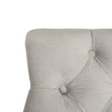 Safavieh - Set of 2 - Eleni Bar Stool Tufted Wing Back Grey Wood MDF Fire Foam Velvet BST6304B-SET2 889048447448