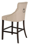 Safavieh - Set of 2 - Eleni Bar Stool Tufted Wing Back Beige Wood MDF Fire Foam Linen BST6304E-SET2 889048447479