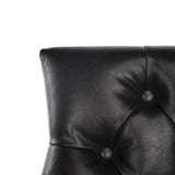 Safavieh - Set of 2 - Eleni Bar Stool Tufted Wing Back Black Wood MDF Fire Foam PU BST6304F-SET2 889048447486