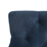 Safavieh - Set of 2 - Eleni Counter Stool Tufted Wing Back Navy Wood MDF Fire Foam Velvet BST6305A-SET2 889048447509