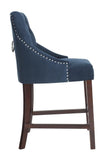 Safavieh - Set of 2 - Eleni Counter Stool Tufted Wing Back Navy Wood MDF Fire Foam Velvet BST6305A-SET2 889048447509