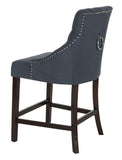 Safavieh - Set of 2 - Eleni Counter Stool Tufted Wing Back Navy Wood MDF Fire Foam Linen BST6305C-SET2 889048447523