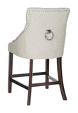 Safavieh - Set of 2 - Eleni Counter Stool Tufted Wing Back Light Grey Wood MDF Fire Foam Linen BST6305D-SET2 889048447530