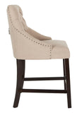 Safavieh - Set of 2 - Eleni Counter Stool Tufted Wing Back Beige Wood MDF Fire Foam Linen BST6305E-SET2 889048447547