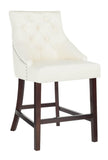 Safavieh - Set of 2 - Eleni Counter Stool Tufted Wing Back White Wood MDF Fire Foam PU BST6305G-SET2 889048447561