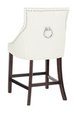 Safavieh - Set of 2 - Eleni Counter Stool Tufted Wing Back White Wood MDF Fire Foam PU BST6305G-SET2 889048447561