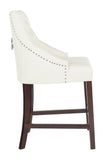 Safavieh - Set of 2 - Eleni Counter Stool Tufted Wing Back White Wood MDF Fire Foam PU BST6305G-SET2 889048447561