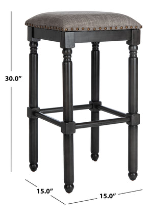 Safavieh Preston Bar Stool in Grey and Grey Walnut BST6400B-SET2 889048752436