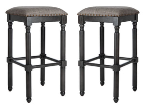 Safavieh Preston Bar Stool in Grey and Grey Walnut BST6400B-SET2 889048752436