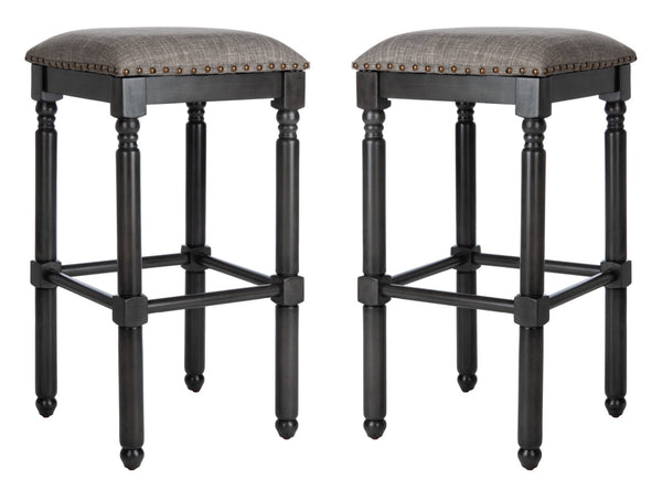 Safavieh Preston Bar Stool in Grey and Grey Walnut BST6400B-SET2 889048752436